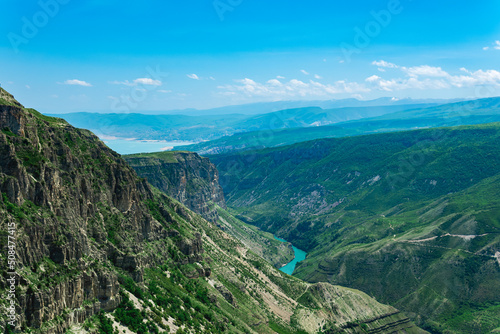 mountain landscape, view of the canyon of the Sulak river in Dagestan