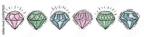 Crystal Hand drawn illustrations, vector.	
