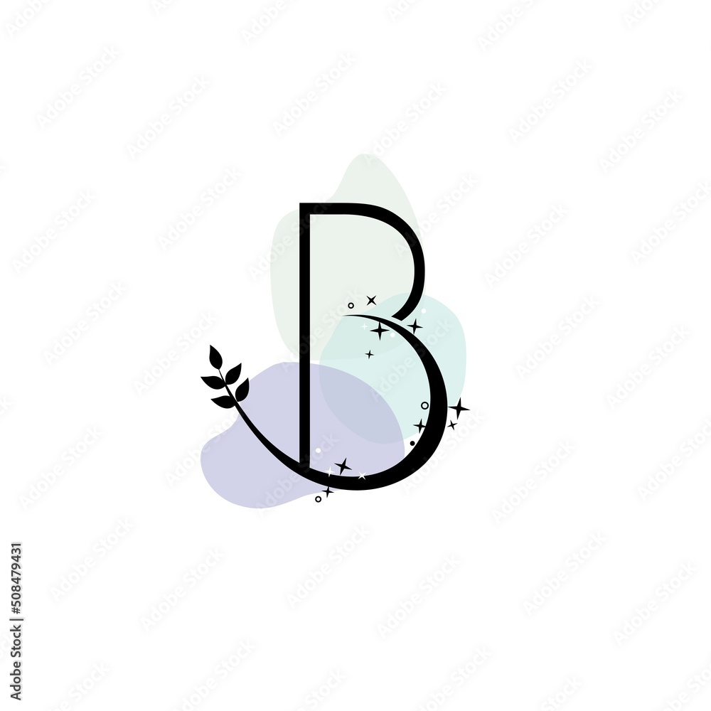 B icon logo design isolated moon magic baby letter symbol 