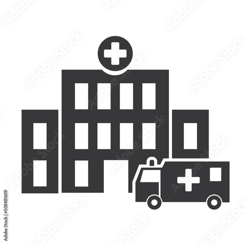 Hospital and ambulance icon vector template logo