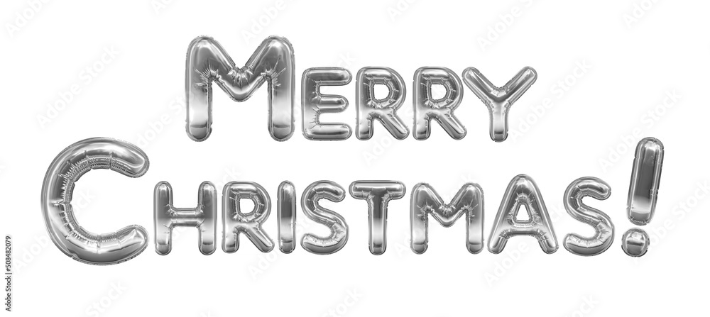 Obraz premium Merry Christmas Banner Silver Balloons