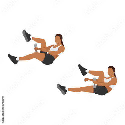 Woman doing Leg loop exercise. Flat vector illustration isolated on white background
