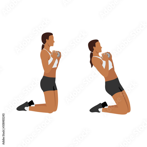 Woman doing Leaning camel exercise. Flat vector illustration isolated on white background