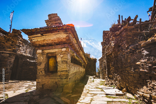 Ghyaru. Ancient stone village. Himalaya mountains. Nepal. photo