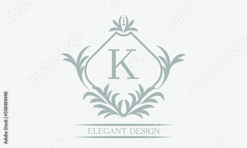 Monogram template with initial K. Logo for cafe, bar, restaurant, invitation. Business style and brand of the company