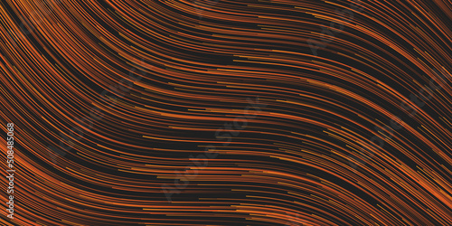 Dark Brown Moving Particles in Curving Lines, Scarcely Striped Pattern - Digitally Generated Dark Futuristic Abstract Geometric Background Design in Editable Vector Format