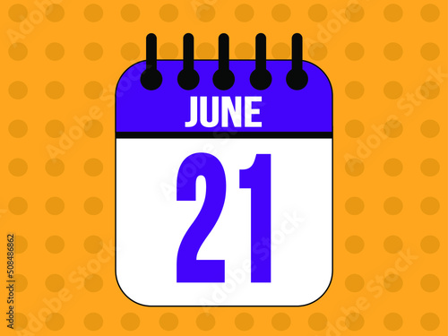 June 21 calendar icon with day of month in purple.
