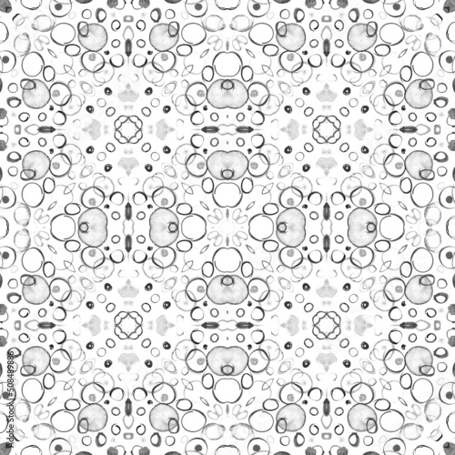 Fototapeta Naklejka Na Ścianę i Meble -  watercolor seamless pattern. watercolor tiles: circles, spots, bubbles. hand painted watercolor whimsical seamless print. Abstract batik background