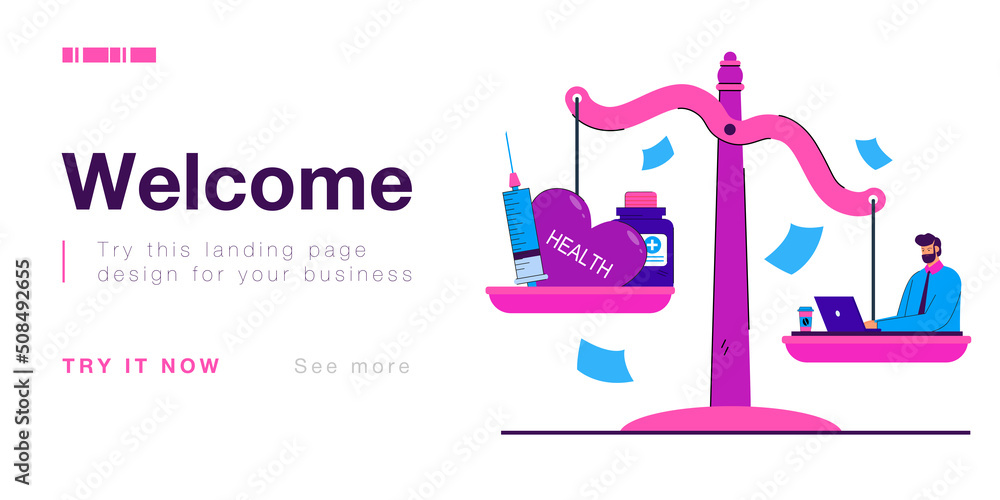 Conflict between health and work of employee on unbalanced scale ...