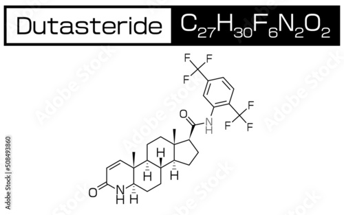 AGA　薄毛治療に使われる成分デュタステリドの化学式と構造式