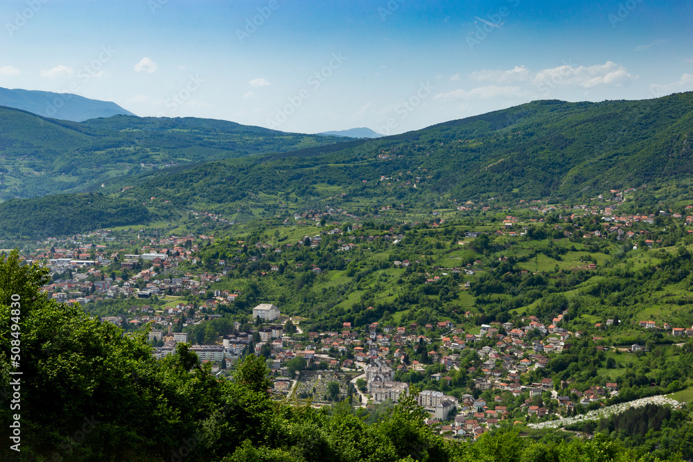 View of Jajce city in Bosnia and Herzegovina