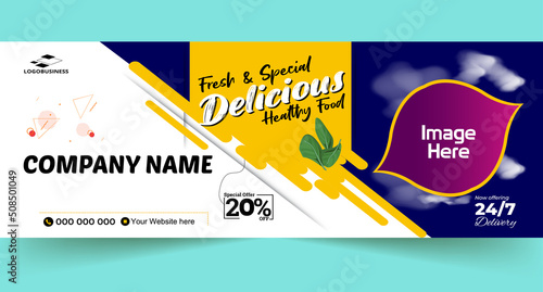 Food Template and Restaurant Web Banner, Burger banner design, Food Design Banner, Fast Food digital template, Vector Template design, Delicious Food Restaurant Banner	
