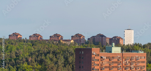 Photography Skyline view over a southern suburb district brick houses a sunny summer day in