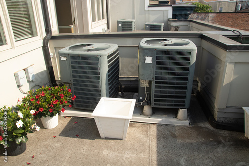 Air conditioner units on the roof deck