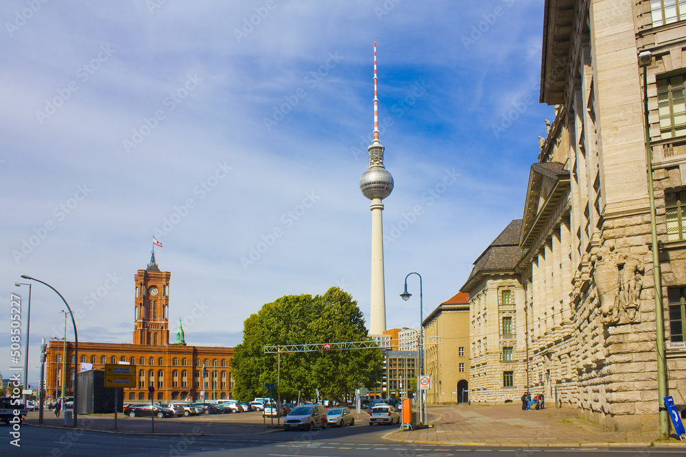 City hall and tv tower in Berlin, Germany