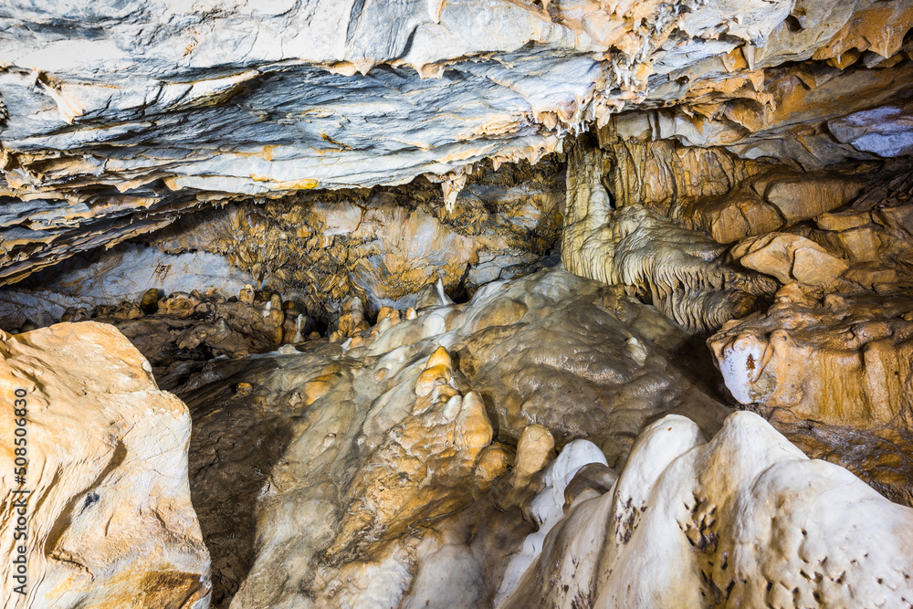 Rock formations inside a natural karst cave Rock formations inside a natural karst cave
