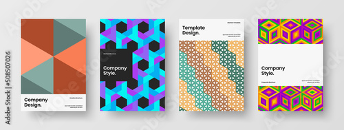 Simple mosaic shapes company cover layout set. Amazing banner A4 design vector concept collection.