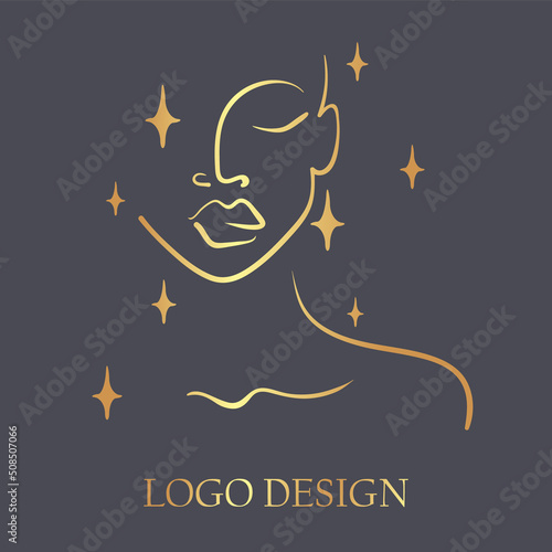 Beautiful woman face logo design template. Abstract design