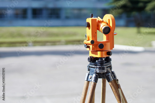 Theodolite a precision optical instrument for measuring angles between designated visible points on a construction site