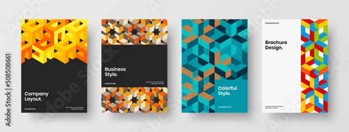 Modern geometric shapes corporate brochure template collection. Creative cover design vector layout bundle.