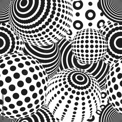 Принти на полотні Op Art Optical Illusion 3d Shape Point Circle Spherical Abstract Geometric seaml
