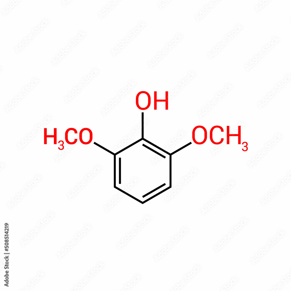 chemical structure of syringol (C8H10O3) chemical structure of syringol (C8H10O3)
