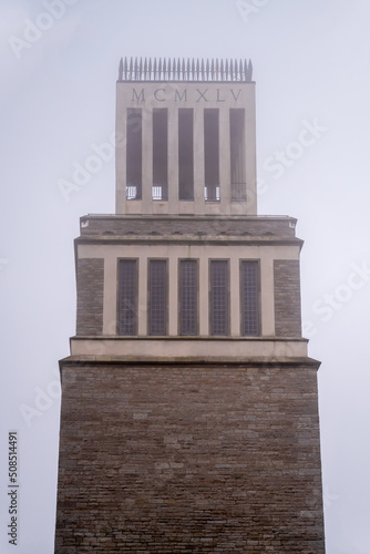 Old tower in the fog