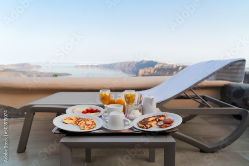 fresh breakfast by seaside