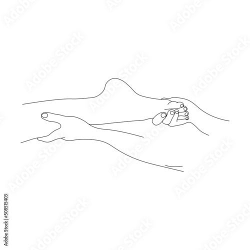 contour movements during foot massage, basic foot massage movements, vector illustration of spa treatments for foot health