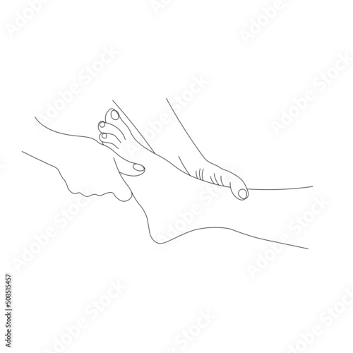 contour movements during foot massage, basic foot massage movements, vector illustration of spa treatments for foot health