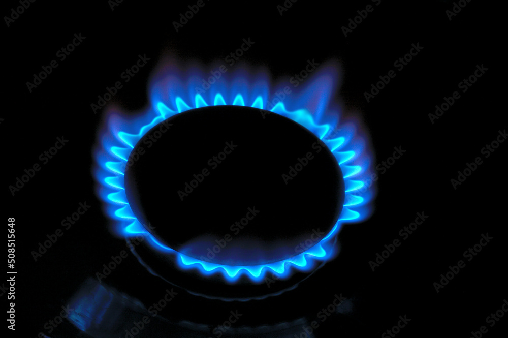 gas burner with burning gas. dark background gas burner with burning gas. dark background