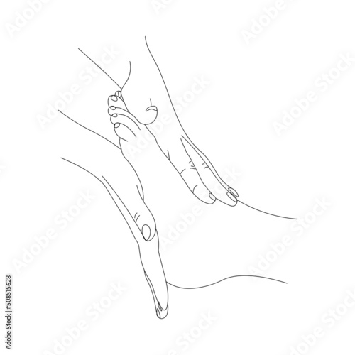 contour movements during foot massage, basic foot massage movements, vector illustration of spa treatments for foot health