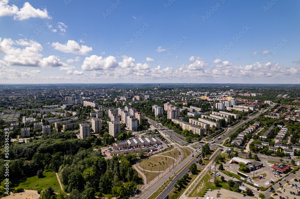 Częstochowa północ - widok- krajobraz miasta- panorama z drona - lato - obrazy, fototapety, plakaty 