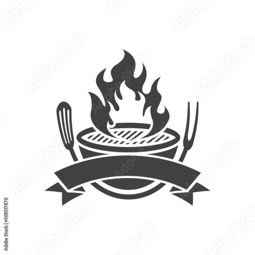 grill logo icon design template vector