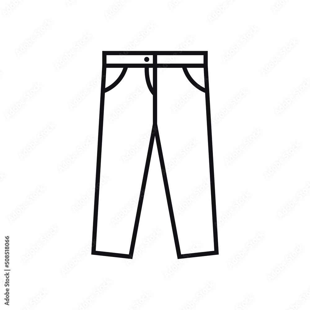 jeans icon vector in linear style. Vector illustration