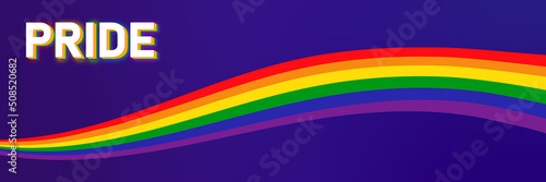 Pride Month LGBT rainbow color flag. Abstract background wave with Pride word glowing LGBT flag Lesbian, Gay, Bisexual, Transgender rainbow flag vector illustration