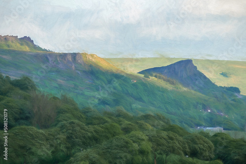 Digital poster of The Roaches and Hen Cloud from Hanging Stone in the Peak District.