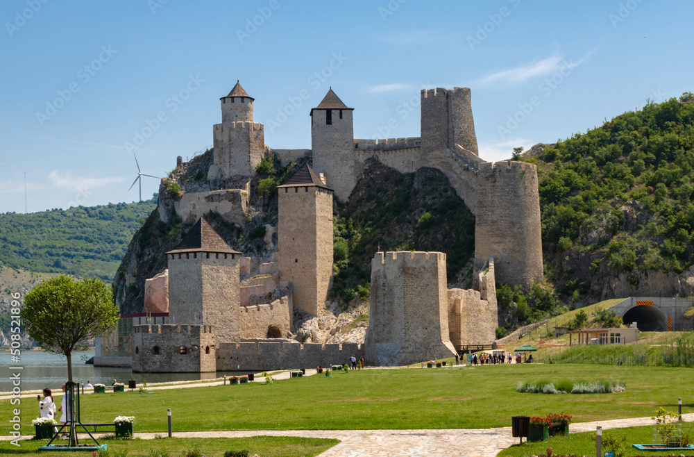 The Golubac fortress  was a medieval fortified town on the south side of the Danube River built during 14th century in medievale Serbia
