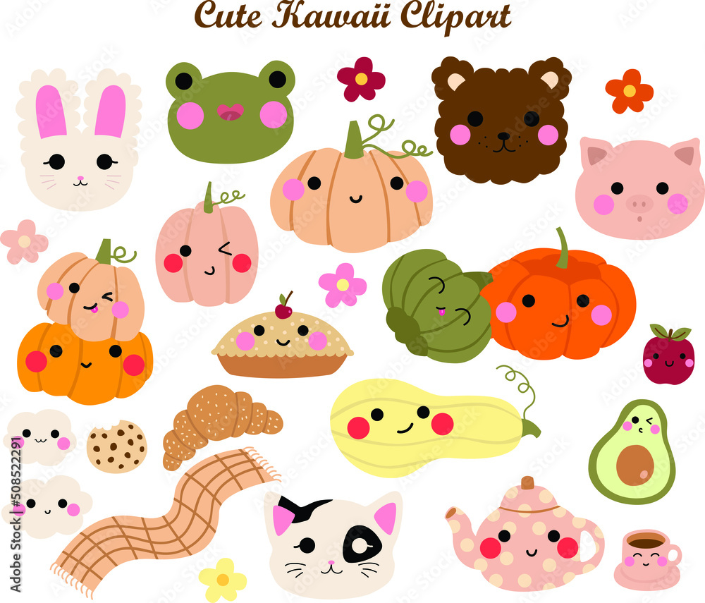 Naklejka premium Vector set with cute exotic animals, leaves, flowers, and fruits isolated on white background. Funny tropical birds and plants illustration. Bright flat picture for children. Jungle summer clip art