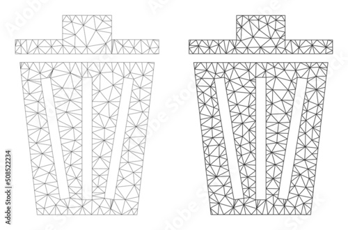 Polygonal mesh bucket icons. Flat model variants are created from bucket symbol and triangulated lines. Abstract lines, triangles and points are organized into bucket carcass.