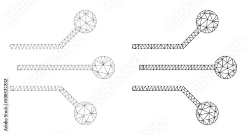Polygonal mesh circuit links icons. Flat mesh versions created from circuit links symbol and mesh lines. Abstract lines, triangles and points combined into circuit links mesh.