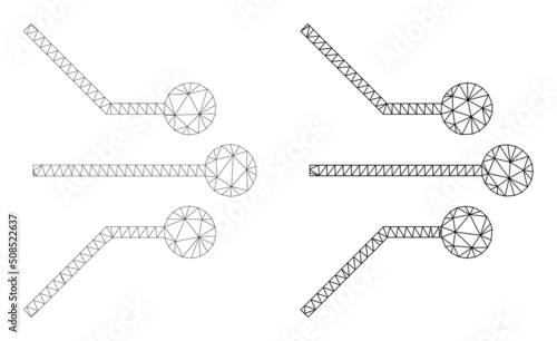 Polygonal mesh circuit linkages icons. Flat carcass versions are created from circuit linkages pictogram and mesh lines. Abstract lines,