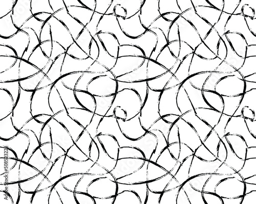 Abstract background with black wave lines on a white background