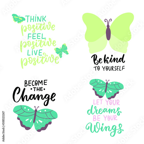 Be kind to yourself. Live positive Mental health quote. In october we wear green for mental health awareness. Hand lettering, psychology awareness. Handwritten positive self-care inspirational quote. 