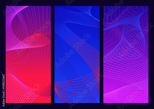 set de banners futuristas elegantes tecnológicos con patrones de lineas vectoriales