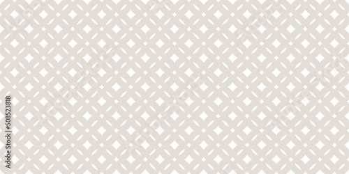 Vector abstract floral seamless pattern. Elegant light beige graphic background. Subtle geometric ornament texture with diamonds, grid, floral shapes, leaves. Retro vintage style repeat geo design