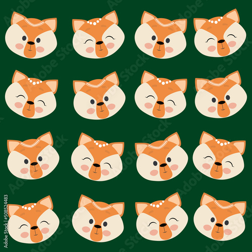 Fototapeta Naklejka Na Ścianę i Meble -  Cute fox seamless pattern