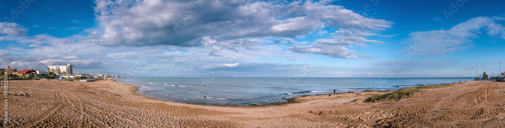Tore La Mata beach panorama view, off season time. Torrevieja, Spain