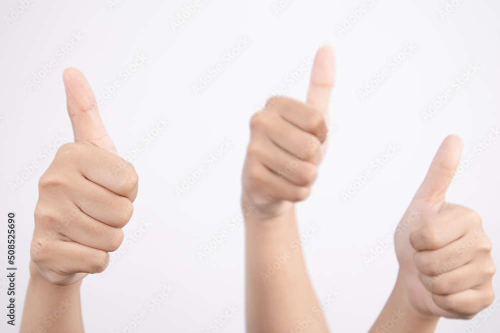 Three hands showing a very good symbol Three hands showing a very good symbol