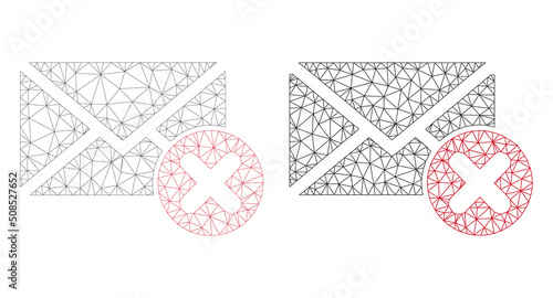 Polygonal mesh cancel letter icons. Flat carcass variants are created from cancel letter pictogram and triangulated lines. Abstract lines, triangles and points are combined into cancel letter mesh.